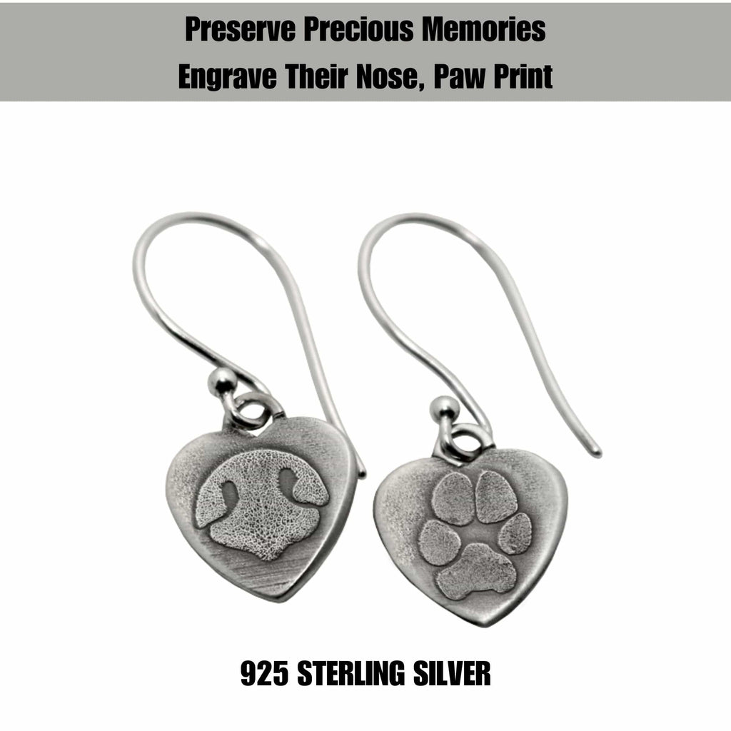 Paw Nose Print Engraved Earrings