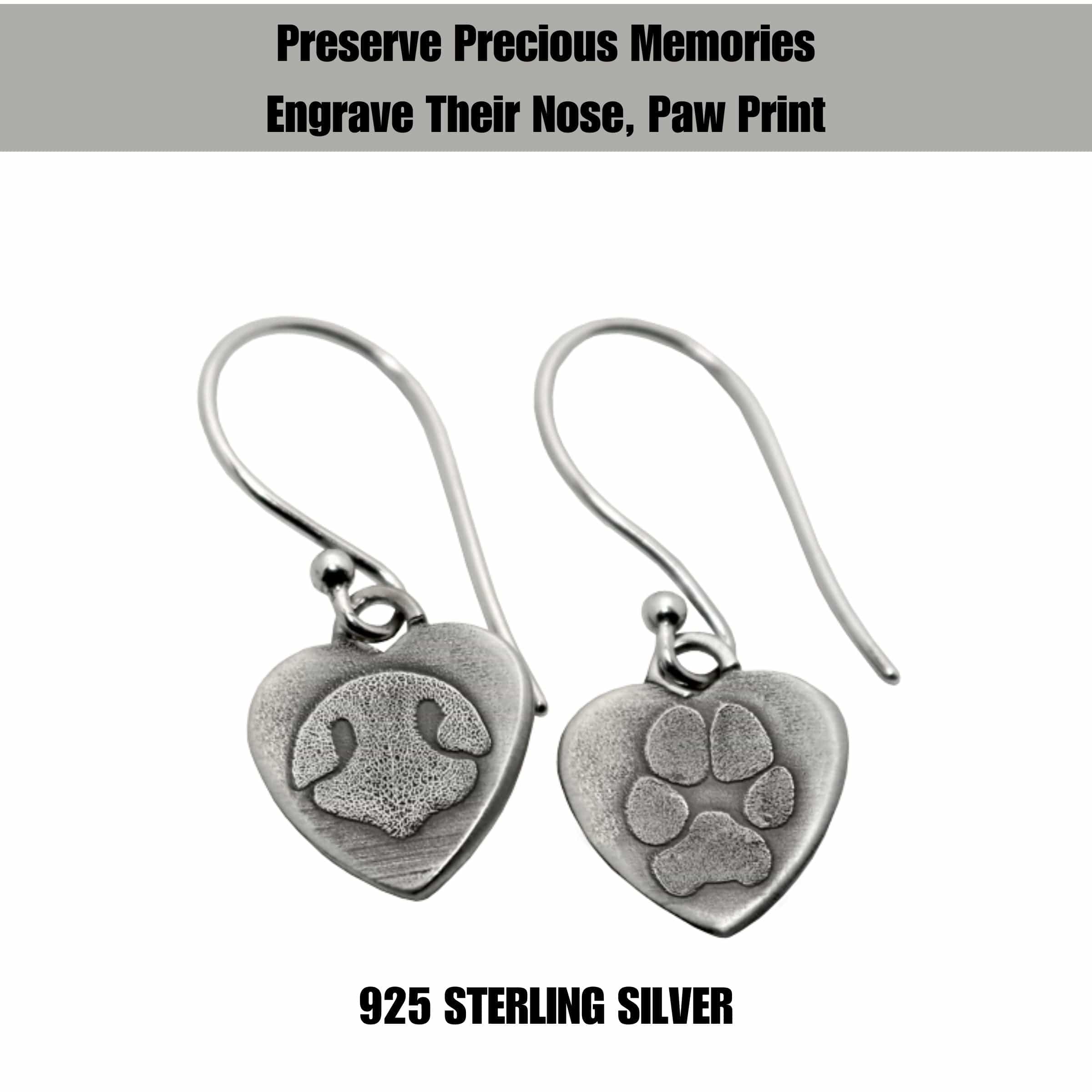 Paw Nose Print Engraved Earrings