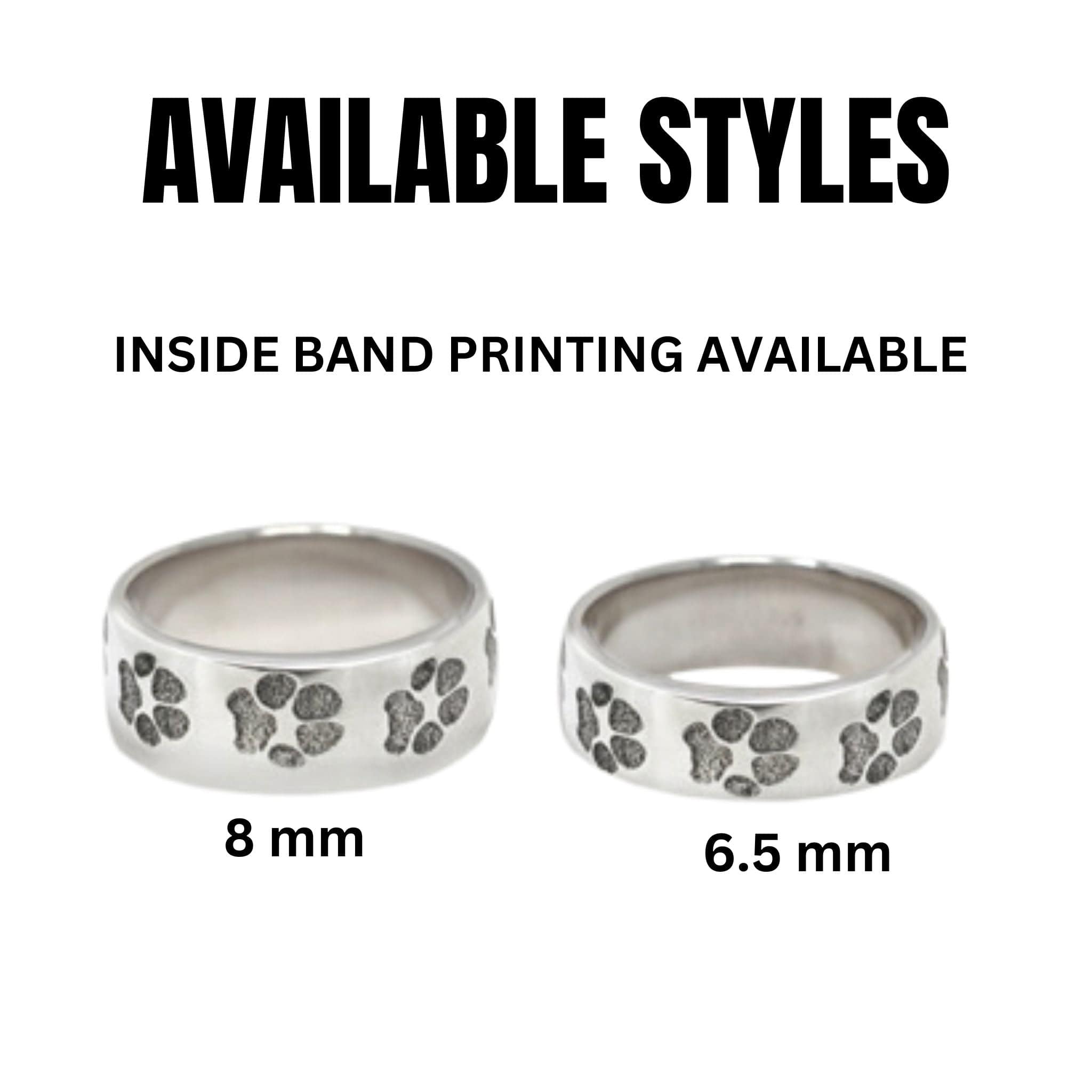 Personalized Paw Print Band Ring