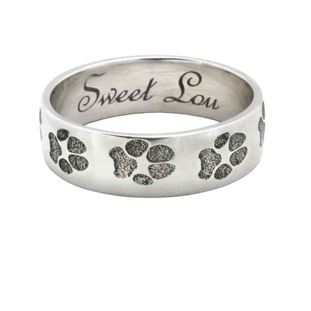 Personalized Paw Print Band Ring