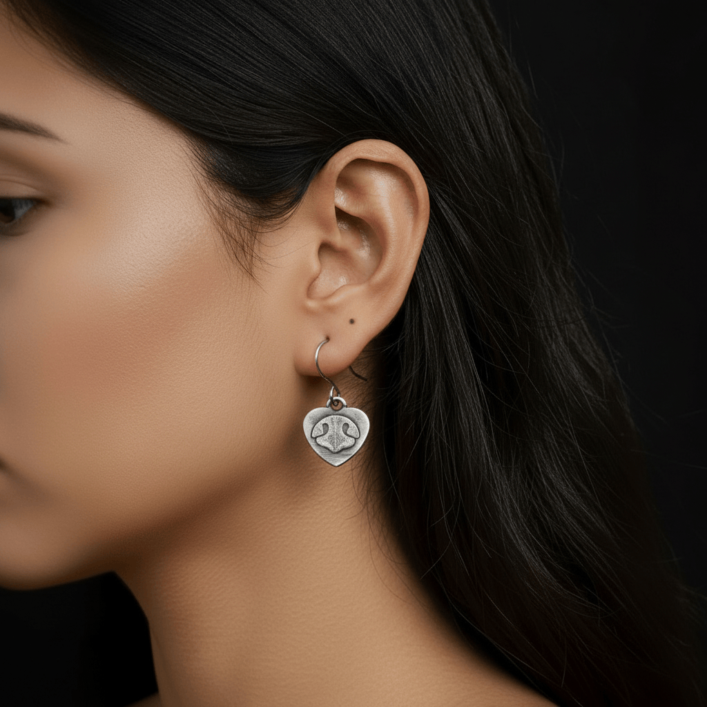 Paw Nose Print Engraved Earrings