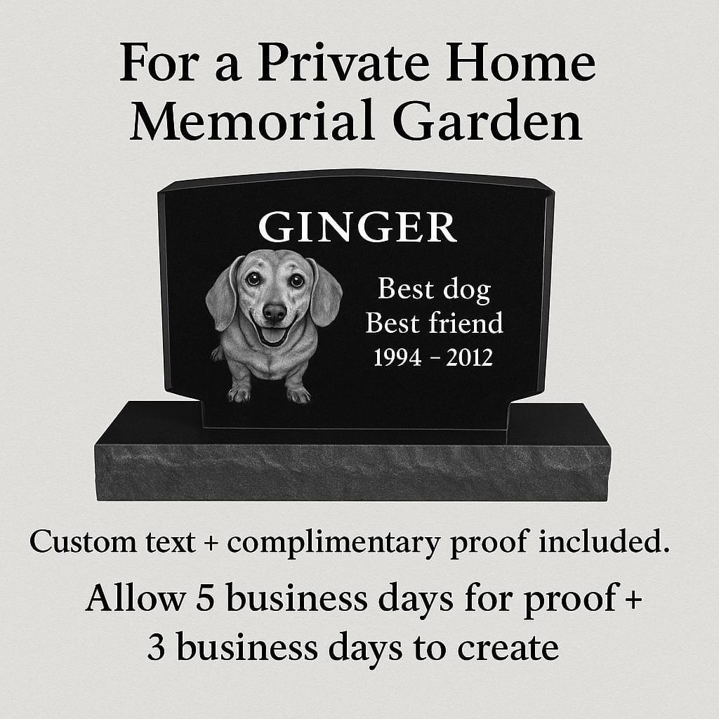 Personalized Pet Memorial Headstone – Custom Granite Grave Marker with Photo, Name & Dates